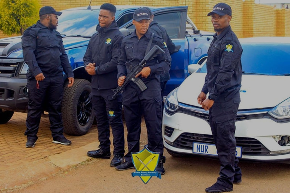 Security guards in formation during training